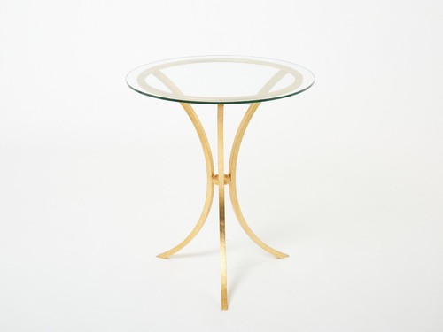 Guéridon fer doré - et, verre